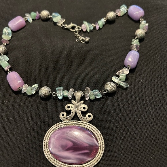 VTG Beautiful Fairycore Grunge Stone and silver metal choker. - Picture 8 of 8